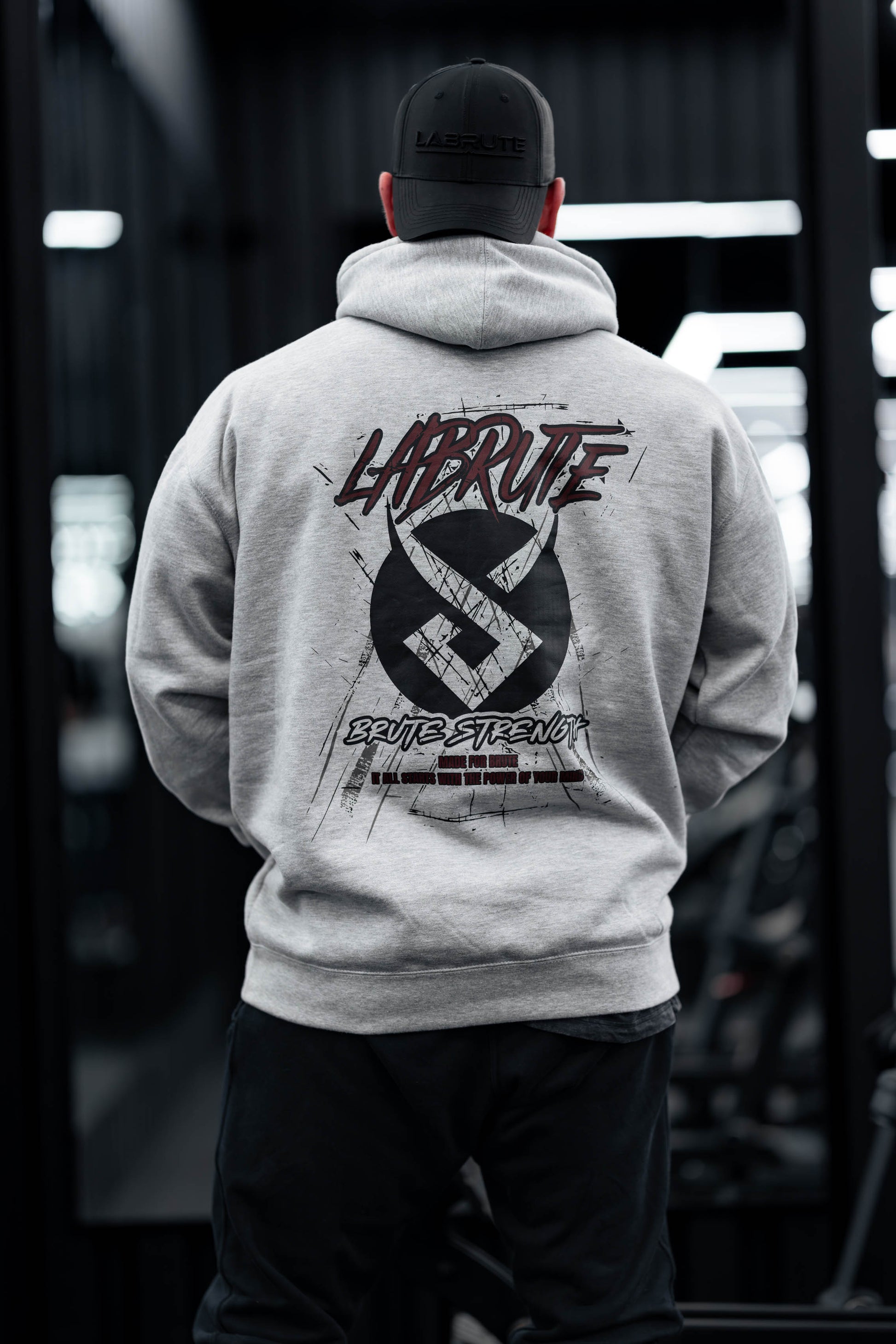 Premium sweat à capuchon gris Labrute  Graphic Power Within pour le gym ou de tous les jours, design au Canada, produit du Québec, parfait pour les bodybuilders, la musculation, power within collection, pour un fort mindset , très confortable durable doux 
 et de qualité,gray grey Labrute hoodie with black 3D embroidery for the gym or everyday, design in Canada, product from Quebec, perfect for bodybuilders, bodybuilding, power within collection, for a strong mindset, very comfortable, durable, good quality